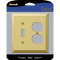 Amerelle Century Polished Brass Beige 2 gang Stamped Steel Duplex/Toggle Wall Plate 163TDBR